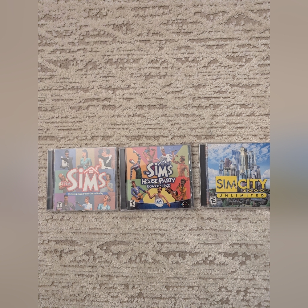 Bundle of 3 The Sims, House Party Expansion Pack,Sim City 3000 Unlimited